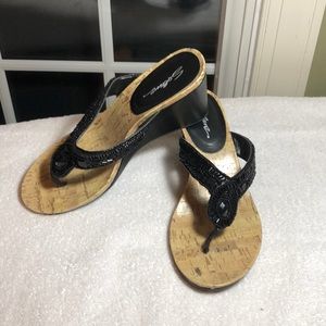 Salanz black wedge Beaded Sandals